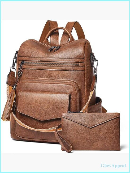 Faux Leather Fashion Backpack Purse Convertible Crossbody Shoulder Bag main image 5